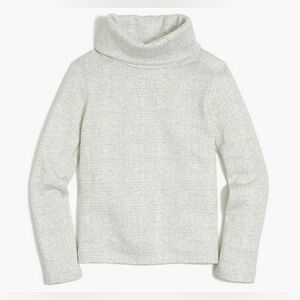 J. Crew Mercantile Glen Plaid Cream Gray Check Funnel neck  Sweater • Medium